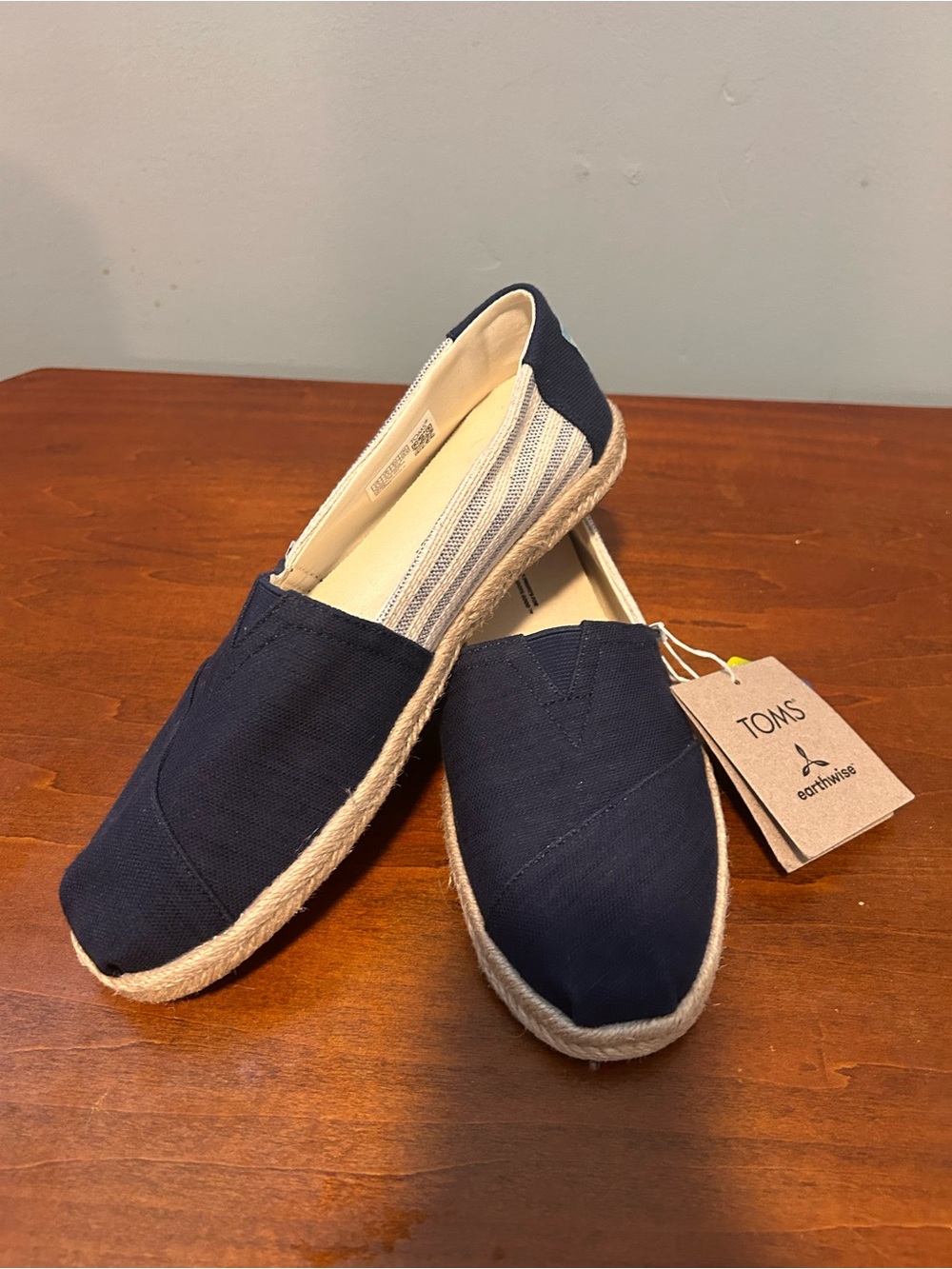Toms Alpargata Rope Recycled Cotton University Navy stripe Slip-On Shoe6.5